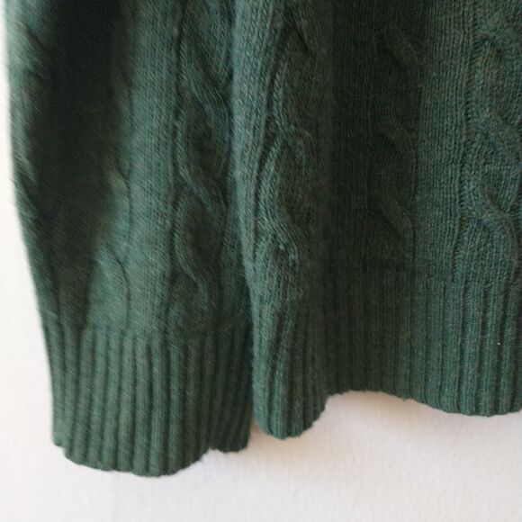 J Crew Sweater Pullover Mens XL Green Cable Knit Wool Cashmere Angora Blend - Picture 3 of 7
